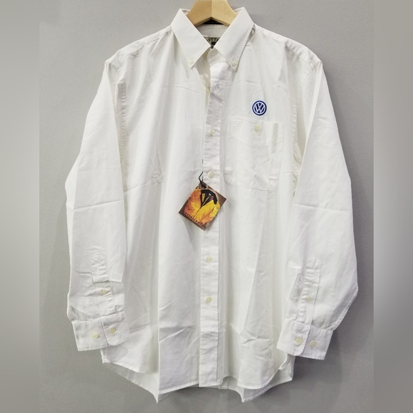 Cutter & Buck Volkswagen White Work Button Shirt Long Sleeve Cotton Mens Medium - Picture 1 of 8